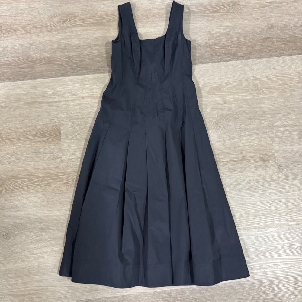 Veronica Beard Dress Women 4 Black Pleated Fit & Flare Midi Cotton Stretch